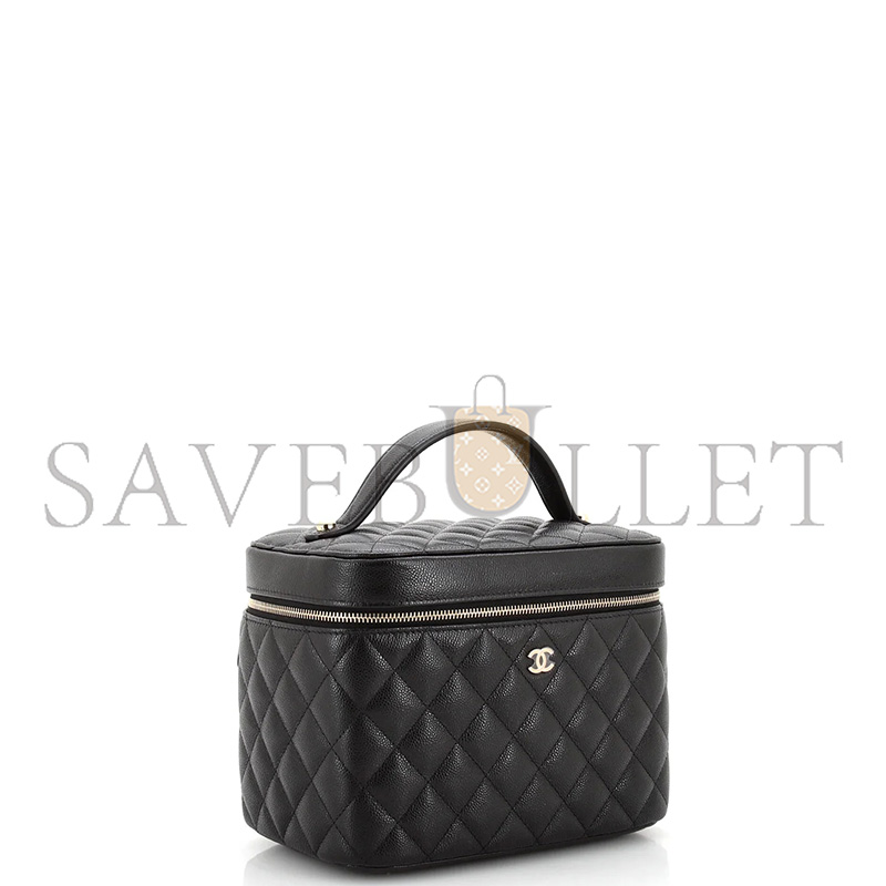 Ch*el classic vanity case quilted caviar medium (22*15*13cm)